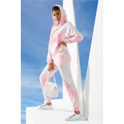 For You In&Out 2-pack Inside and Outside Batik Pattern Hooded Pink Bottom Top Set 