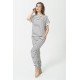 For You Loungewear Crew Neck Striped White Suit