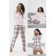 For You Moda Women's Cotton 5 Pieces Pink Plaid Pajamas Set