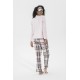 For You Moda Women's Cotton 5 Pieces Pink Plaid Pajamas Set