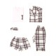 For You Moda Women's Cotton 5 Pieces Pink Plaid Pajamas Set