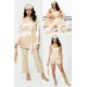 For You Sleepwear 7 Pieces Champagne Satin Pajamas Set