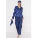 For You Moda Women's 6-Piece Moon and Star Pattern Satin Pajamas Set