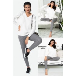 For You Loungewear 2-pack V-Neck Top Crowbar Leggings Bottom Top Set