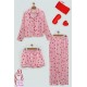 For you Sleepwear 6 Plus Satin Red Heart Pajama Set