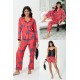 For You Sleepwear 7 Pack Tiger Pattern Red Satin Pajama Set