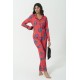 For You Sleepwear 7 Pack Tiger Pattern Red Satin Pajama Set