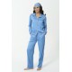 For You In&Out 7 Pieces Inside and Outside Satin Tie Blue Pajama Set