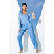 For You In&Out 7 Pieces Inside and Outside Satin Tie Blue Pajama Set