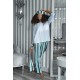 For You Sleepwear 5 Pcs Striped Viscose Blue Long Sleeve Pajamas Set