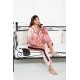 For You Sleepwear 5-Piece Satin Black Striped Pink Pajamas Set