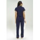 For You Sleepwear 5-Piece Combed Navy Blue Pajamas Set