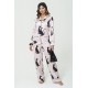 For You Sleepwear Set of 6 Cat Pattern Pink Satin Pajamas