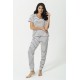 For You Loungewear V-Neck Striped White Suit