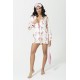 For You Sleepwear Satin 5 Piece Flemingo Patterned Nightshirt Set