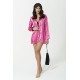 For You Sleepwear Satin 5 Piece Zebra Patterned Nightshirt Set