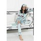 For You Sleepwear 6 Pcs Zebra Pattern Green Satin Pajamas Set