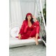 For You Sleepwear 4 Piece Dressing Gown and Bustier Pants Red Set