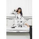 For You Sleepwear Set of 6 Cat Pattern White Satin Pajamas