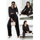 For You In&Out 5 Pieces Indoor&Outdoor Arm Tie Detailed Black Pajamas Set