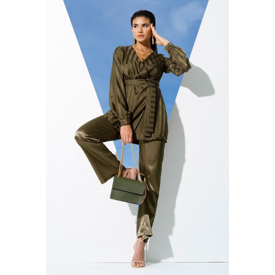 For You In&Out 4 Piece Satin Indoor And Outdoor Green Jacquard Set