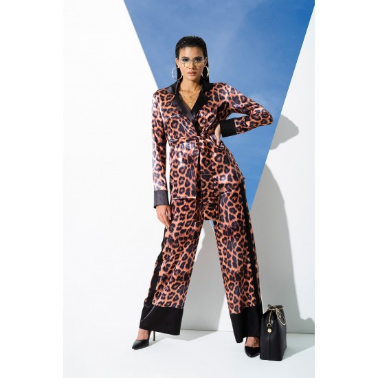 For You In&Out 6 Pieces Leopard Pattern Black Pajamas Set, Both Inside and Out