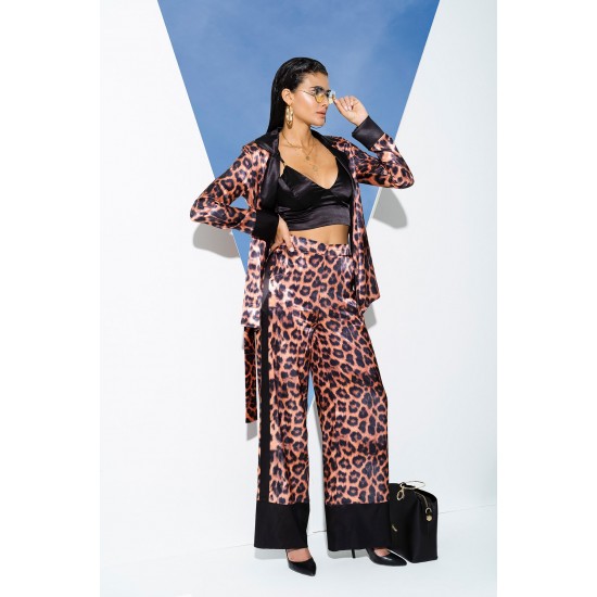 For You In&Out 6 Pieces Leopard Pattern Black Pajamas Set, Both Inside and Out