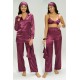 For You Sleepwear 6 Pieces Satin Bustier Purple Pajamas Set