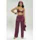 For You Sleepwear 6 Pieces Satin Bustier Purple Pajamas Set