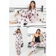 For You Sleepwear Set of 6 Dog Pattern Pink Satin Pajamas