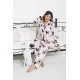 For You Sleepwear Set of 6 Dog Pattern Pink Satin Pajamas