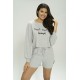 For You Loungewear 3-Piece Ribana Goodnight Printed Ribbed Gray Pajamas Set