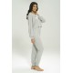 For You Loungewear 3-Piece Ribana Goodnight Printed Ribbed Gray Pajamas Set