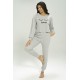 For You Loungewear 3-Piece Ribana Goodnight Printed Ribbed Gray Pajamas Set