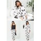 For You Sleepwear 6 Pieces Dog Pattern White Satin Pajamas Set