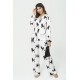 For You Sleepwear 6 Pieces Dog Pattern White Satin Pajamas Set