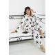 For You Sleepwear 6 Pieces Dog Pattern White Satin Pajamas Set