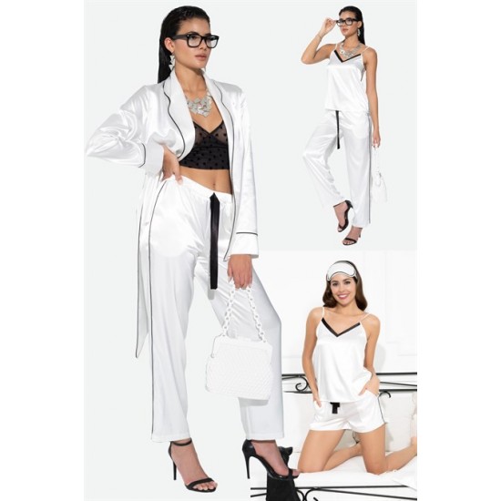 For You In&Out 8 Pieces Ecru Pajamas Set, Both Inside and Outside