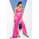 For You In&Out 4 Piece Satin Inside And Outside Pink Jacquard Set