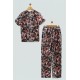 For You Sleepwear 2-pack Satin Butterfly Pattern Black Pajamas Set