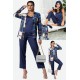 For You In&Out 6 Pieces Both Inside and Outside Chain Pattern Navy Blue Pajamas Set