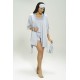 For You Sleepwear 7 Piece Satin Baby Blue Lace Detail Pajama Set