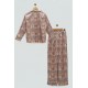 For You Sleepwear 2-pack Satin Ethnic Pattern Black Pajama Set