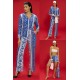 For You In&Out 7 Piece Viscose Ethnic Pattern Blue Pajama Set Both Inside and Outside