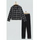 For You Sleepwear 2-pack Plaid Pattern Black Pajamas Set