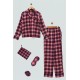 For You Sleepwear 5 Pieces Plaid Pattern Red Pajamas Set