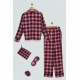 For You Sleepwear 5 Pieces Plaid Pattern Red Pajamas Set