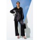 For You In&Out 6 Piece Bustier Dressing Gown and Pants Black Pajamas Set