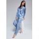 For You Moda Women's Polka Dot Blue Satin Pajamas Set