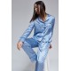 For You Moda Women's Polka Dot Blue Satin Pajamas Set